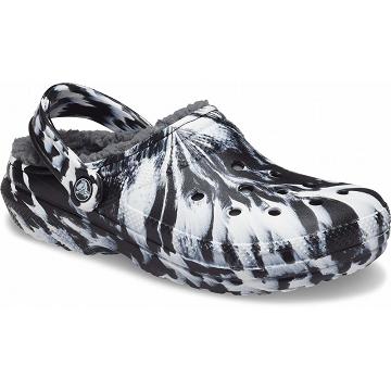 Crocs Classic Lined Marbled Men's Clogs Black / White | Australia 0798KORI